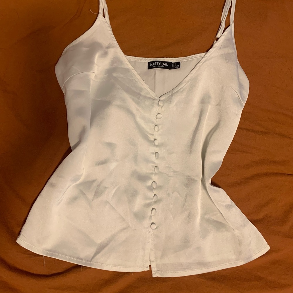 Silky white button up cami